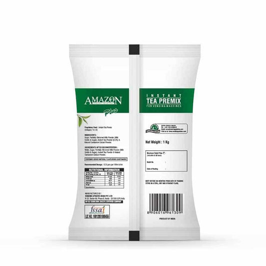 Amazon Plus cardamom tea premix 1kg wholesale pack for vending machines with nutritional information