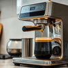 Modern stainless steel Amazon Coffee Machine Delhi NCR brewing fresh coffee in a kitchen setting