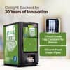 Atlantis tea coffee machine price in India 2025 displayed on a green and black vending machine