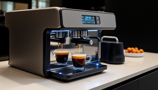 A sleek neo coffee machine dispensing fresh coffee