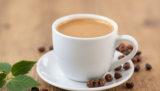 A cup of dairy free coffee with creamer