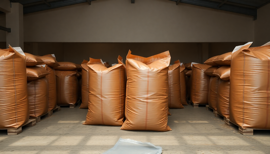 Large sacks of coffee premix ready for shipping