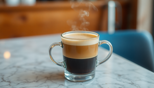 A steaming cup of cafe coffee premix on a table