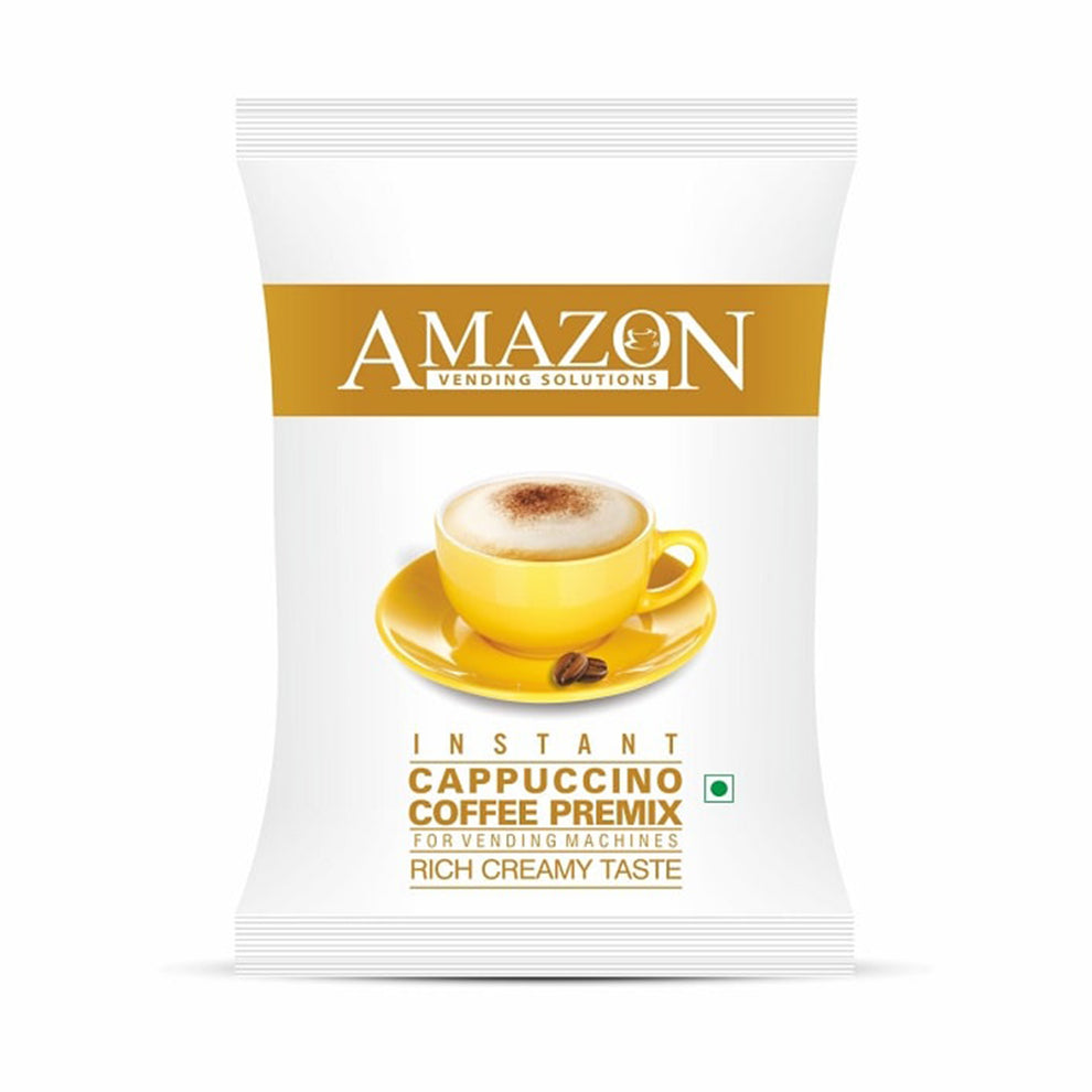 Amazon vending solutions 3in1 cappuccino coffee premix packet with creamy coffee cup image