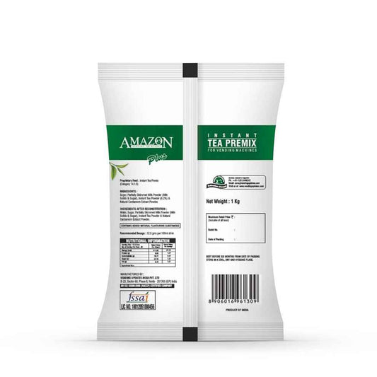 Amazon Plus cardamom tea premix 1kg wholesale pack for vending machines with nutritional information
