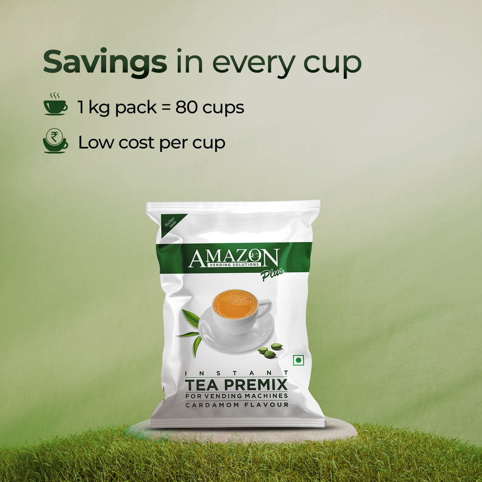 Cardamom tea premix for vending machines 1 kg pack with low cost per cup by Tea coffee vending service