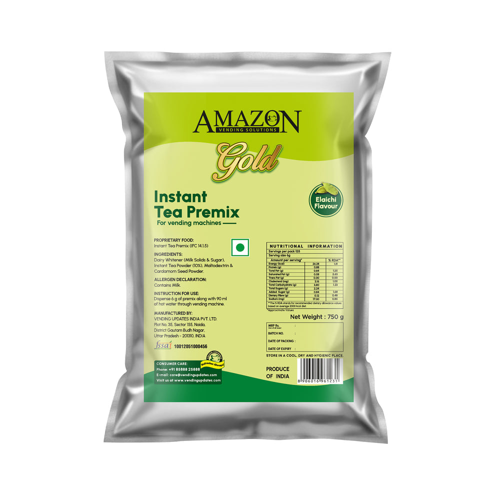 Amazon Gold instant cardamom tea premix low sugar for vending machines 750g pack