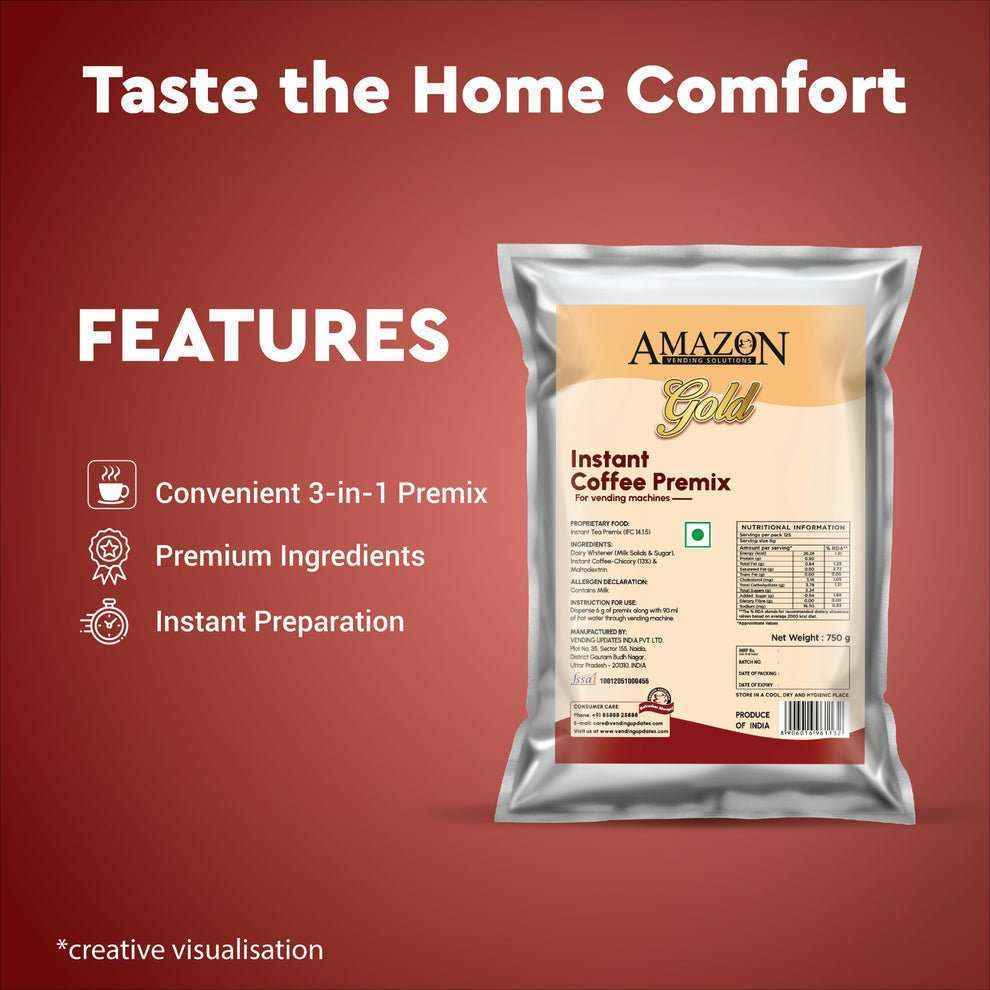 Amazon Gold 3-in-1 instant coffee packet with convenient premix and premium ingredients