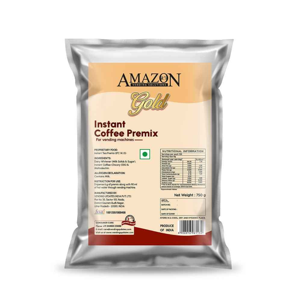 Amazon Gold 3-in-1 instant coffee premix packet for vending machines with 750g net weight