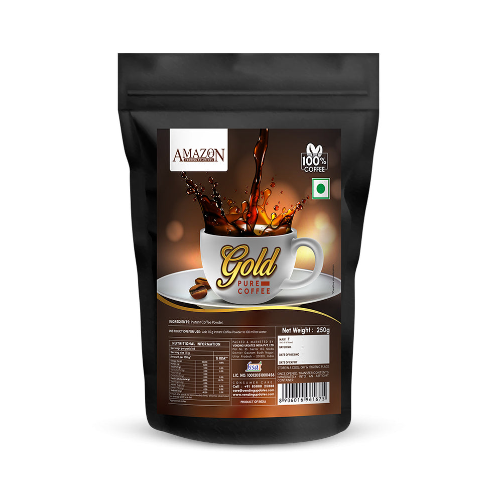 Coffee walla Amazon Gold pure coffee powder 250g pack with pouring coffee splash design