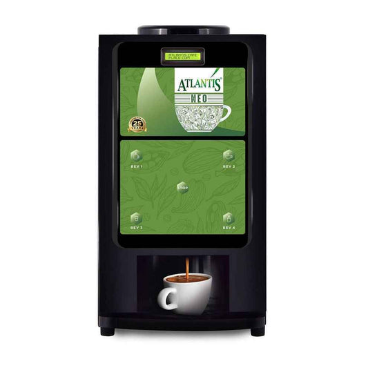 COFFEE WALLA Atlantis 3 lane vending machine Noida dispensing hot coffee into white cup