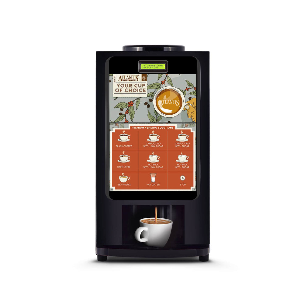 Coffee walla Atlantis 7 option coffee tea machine black with digital menu and cup dispenser