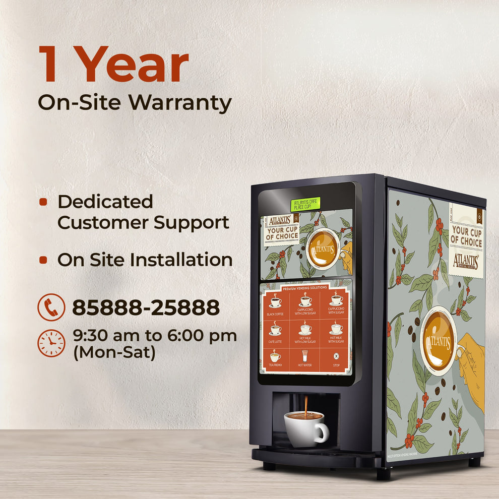 Coffee walla Atlantis 7 option coffee tea machine with 1 year on-site warranty and customer support