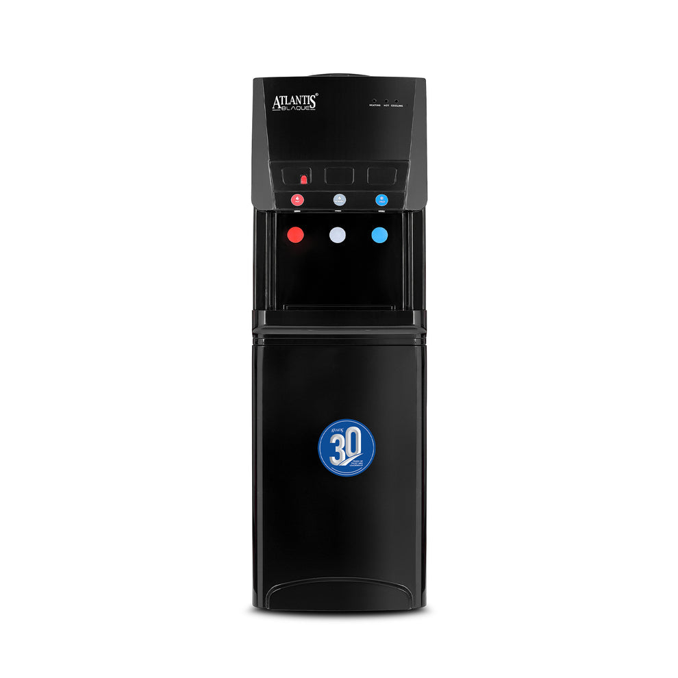 Black Atlantis Blaque water dispenser with hot and cold water taps and compact design