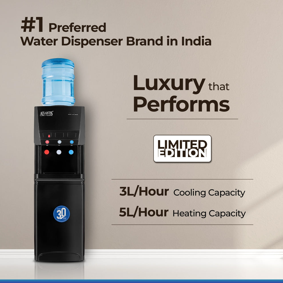 Atlantis Blaque water dispenser black limited edition with 3L cooling and 5L heating capacity