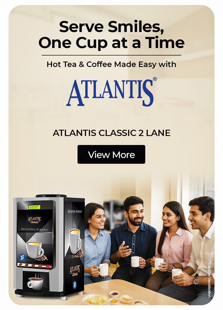 Atlantis Classic 2 lane coffee vending machine by COFFEE WALLA with people enjoying hot coffee