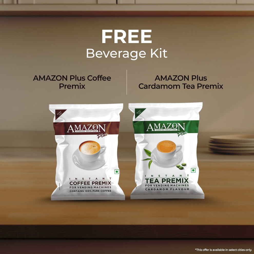 Free beverage kit with Amazon Plus coffee premix and cardamom tea premix for Atlantis Classic 2 lane coffee vending machine