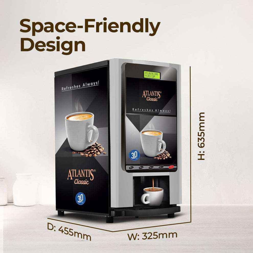 Atlantis Classic 2-lane coffee vending machine by COFFEE WALLA with space-friendly design and dimensions