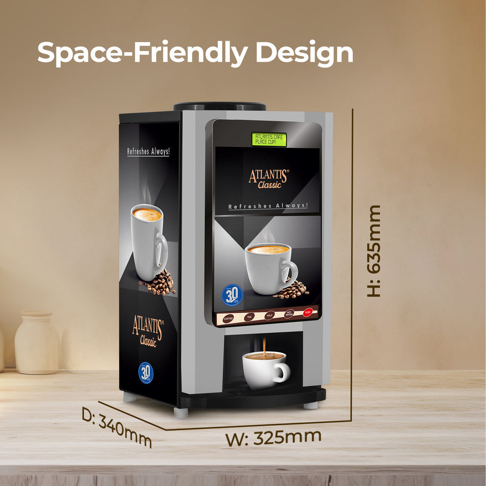COFFEE WALLA Atlantis Classic tea and coffee vending machine with space-friendly compact design
