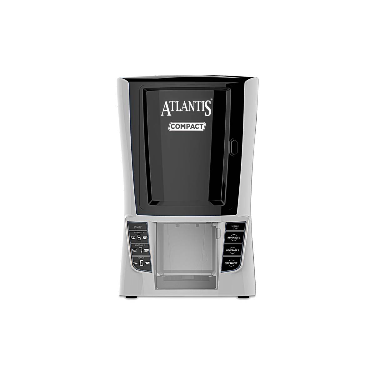 Coffee walla Atlantis compact hot beverage dispenser with digital controls and black silver design