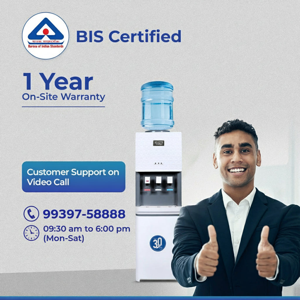 BIS Certified floor standing water dispenser with customer support and one year warranty