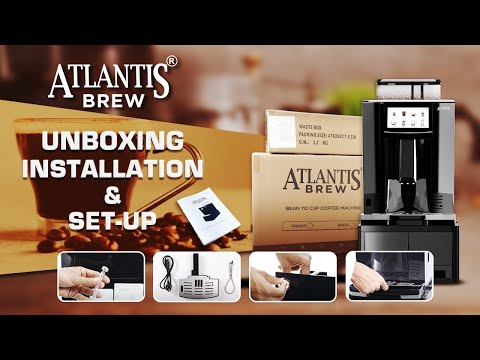 Atlantis Brew fully automatic bean to cup coffee machine with unboxing and setup accessories