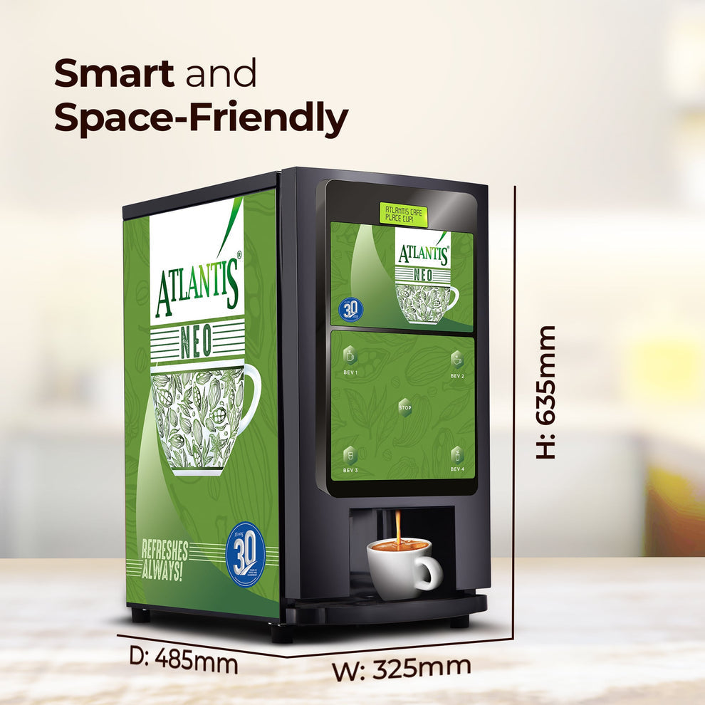 COFFEE WALLA Atlantis neo 3 lane coffee machine in black and green with smart and space-friendly design