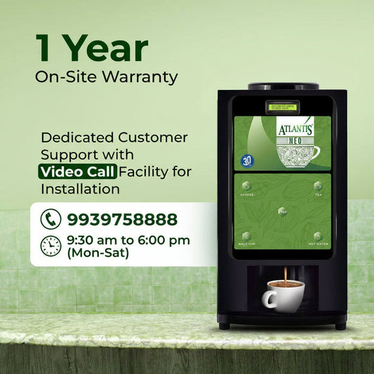 COFFEE WALLA Atlantis neo 3 lane coffee machine with 1 year on-site warranty and video call support