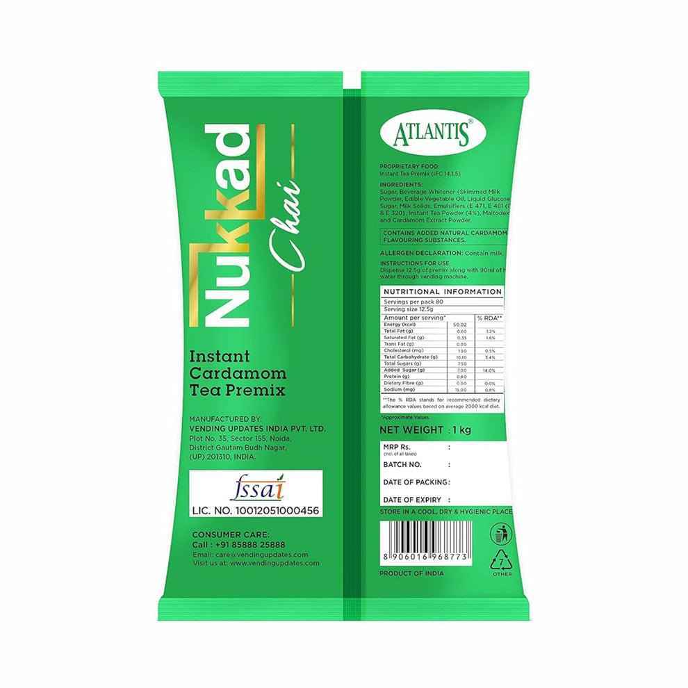 Atlantis Nukkad tea premix instant cardamom tea in green 1 kg pack by Tea coffee vending service