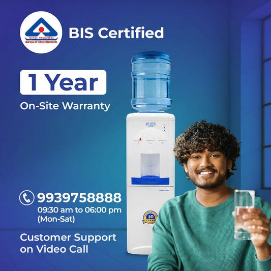 BIS certified hot and cold water dispenser with 1 year on-site warranty and customer support