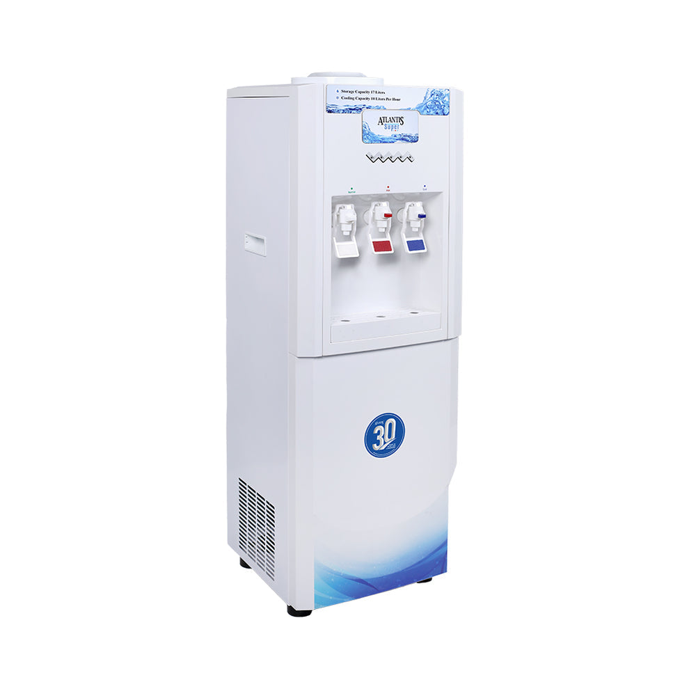 Atlantis Super floor standing water dispenser with three taps for hot cold and normal water