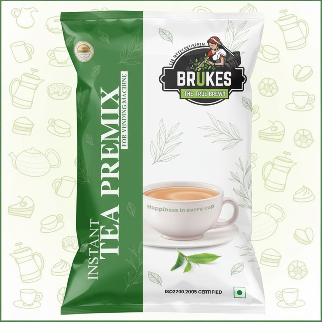 Coffee walla instant tea premix for vending machine with tea cup and green leaf design
