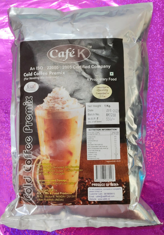 Coffee walla cold coffee premix powder in silver packaging with iced coffee image and nutrition facts
