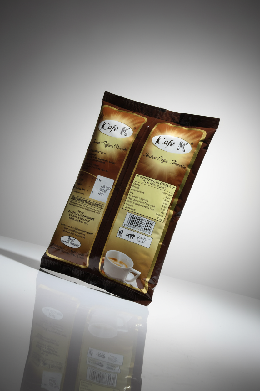 Coffee Walla instant coffee premix 1kg pack with coffee cup image and nutritional details on gold and brown packaging