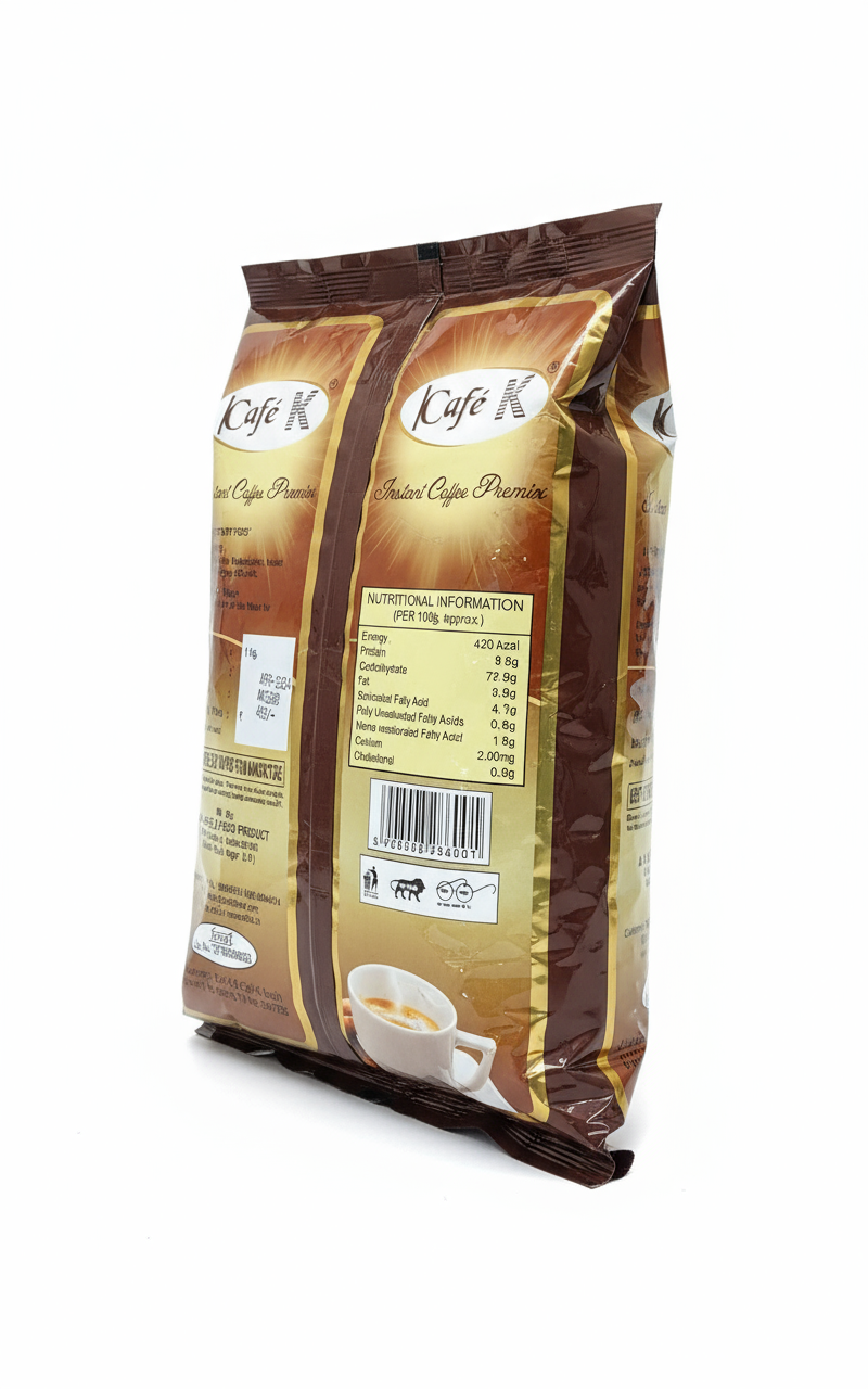 Coffee walla Cafe K instant coffee premix 1kg brown packaging with nutritional information