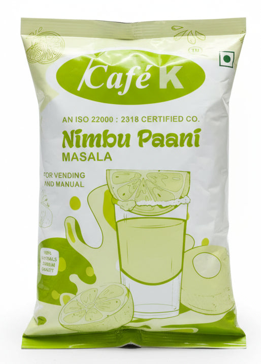 Cafe K Nimbu paani premix for vending machines with lemon flavor and masala spice blend