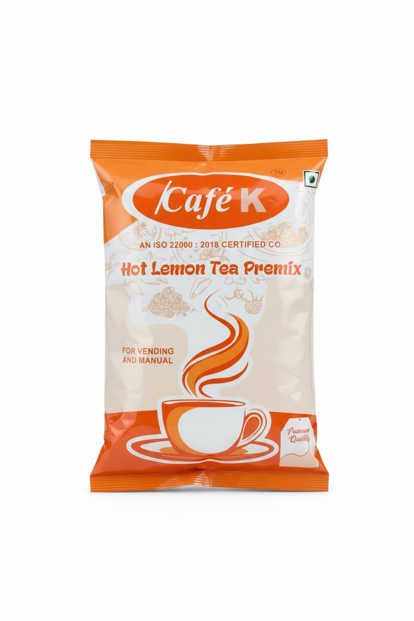 Cafe K hot lemon tea premix powder packet for vending and manual preparation