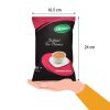 Cheristo cardamom masala tea premix packet held in hand showing packaging dimensions