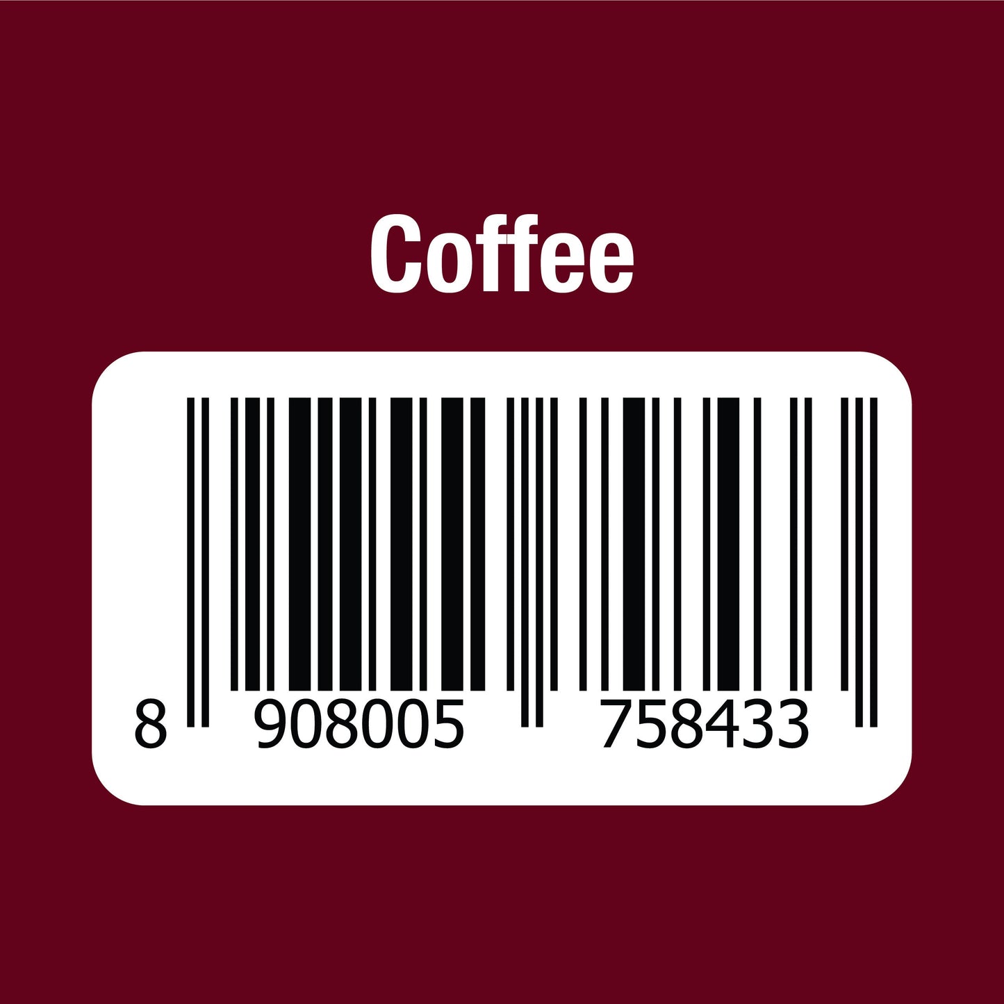 Barcode label for coffee product by TEA COFFEE VENDING SERVICE instant coffee premix for vending machine