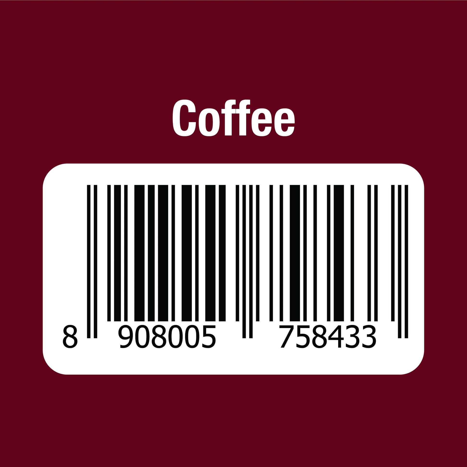 Barcode label for coffee product by TEA COFFEE VENDING SERVICE instant coffee premix for vending machine