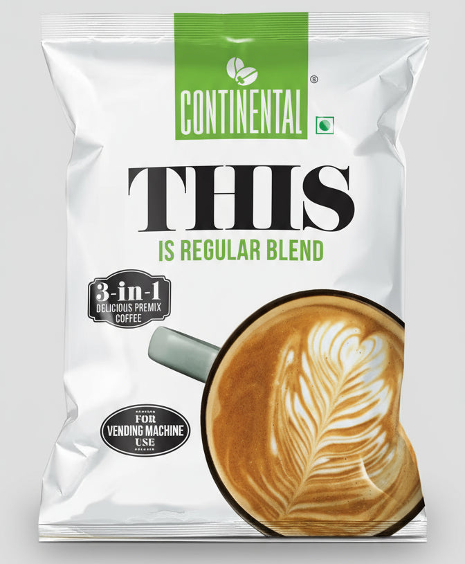 Continental 3 in 1 coffee premix for vending machines regular blend with latte art coffee cup