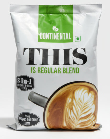 Continental 3 in 1 coffee premix regular blend pack with coffee cup and latte art