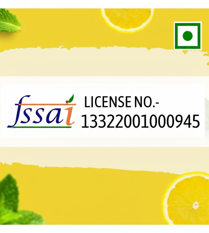 FSSAI license number 13322001000945 on Coffee walla lemon tea premix 1kg packaging with lemon slices and mint leaves
