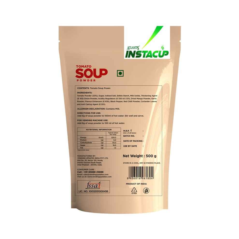Tomato soup powder for vending machines in 500g beige packaging by Tea coffee vending service
