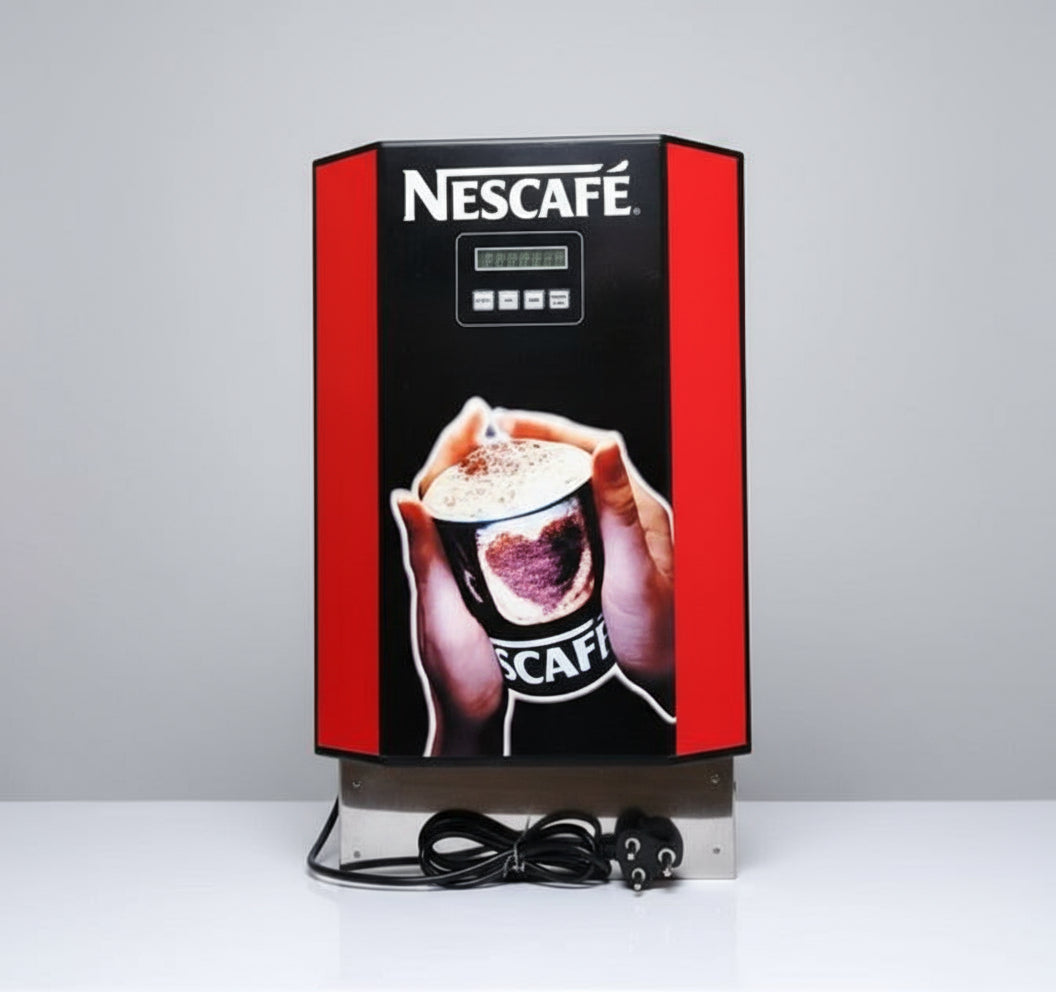 Nescafe Coffee Machine 3 Line with red and black design and digital display on front