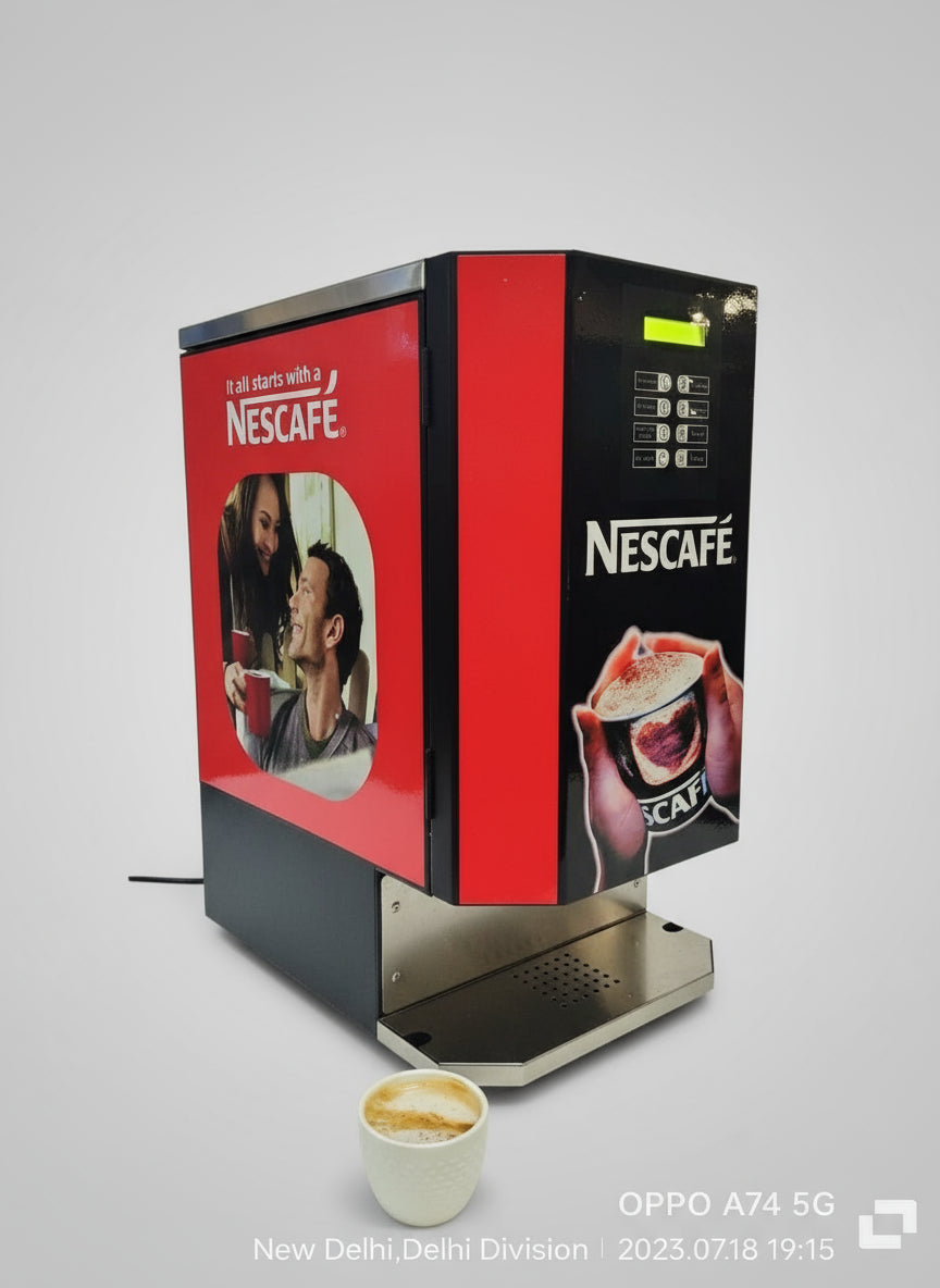 Nescafe coffee machine 4 lane with cup dispenser and digital control panel for tea coffee vending service
