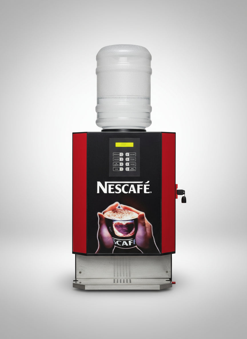 Coffee walla commercial coffee machine with digital payment featuring Nescafe branding and water dispenser