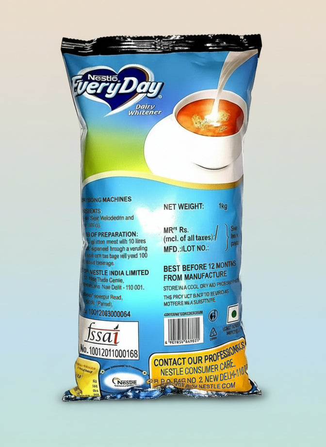 Nestle EveryDay dairy whitener 1kg pack from Tea coffee vending service showing product label and branding