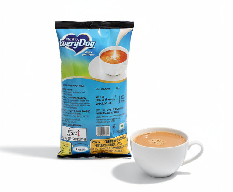 Nestle EveryDay dairy whitener 1kg packet with a cup of tea for tea coffee vending service