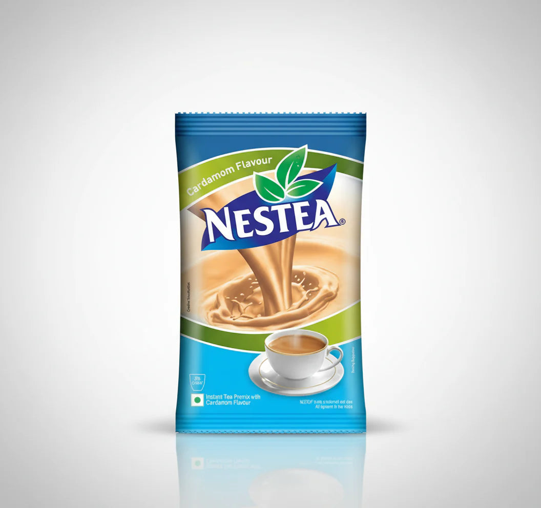 Nestea cardamom tea premix packet by Coffee walla with cardamom flavor and a cup of tea image